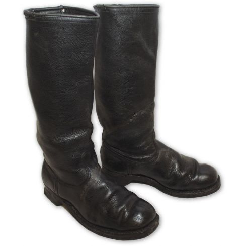 German Police Black Leather Riding Boots
