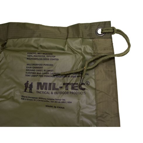 Mil-Tec Wet Weather Poncho Encapuchonné Imperméable Armée de