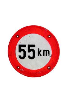 Vintage Czech 55 KM Speed Sign