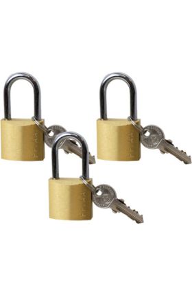 Italian Military Brass Lock and Keys, 3 Pack
