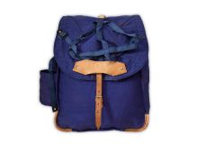 Romanian Military Rucksack with Leather Trim, Blue