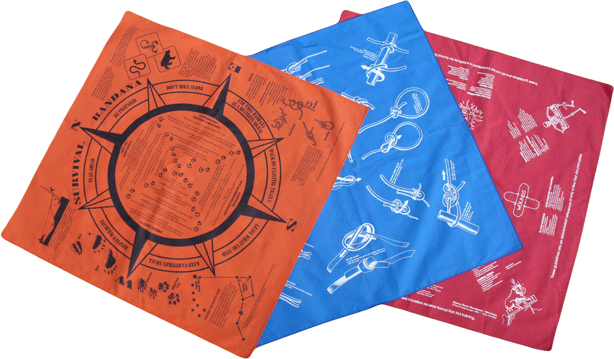 Survival Bandana, Survival Knot, & First Aid Bandana Set