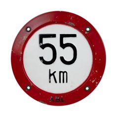 Vintage Czech 55 KM Speed Sign
