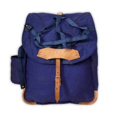 Romanian Military Rucksack with Leather Trim, Blue