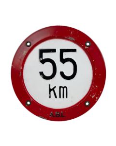 Vintage Czech 55 KM Speed Sign