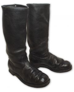 German Police Black Leather Riding Boots