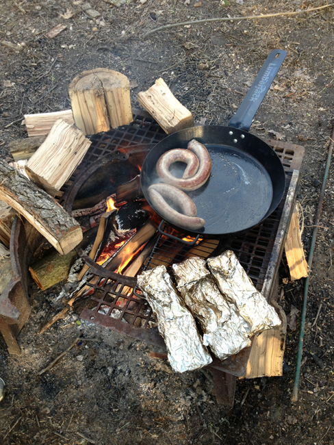 Campfire Cooking Breakfast In A Stainless Steel Mess Tin Bacon And